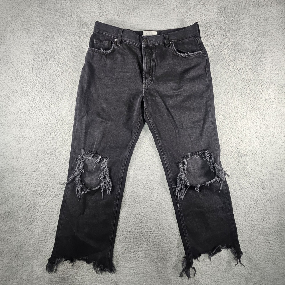 Free‎ People We The Free Maggie Mid Rise Straight Leg Jeans Womens 30 Black Boho